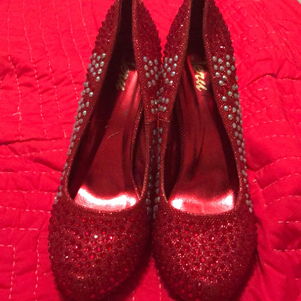 Red sparkle shoes
